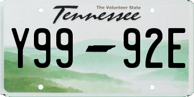 TN license plate Y9992E