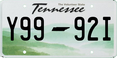 TN license plate Y9992I