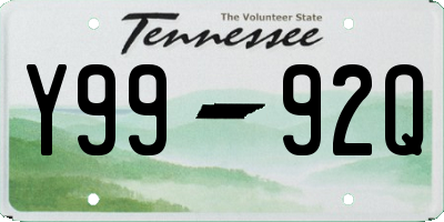 TN license plate Y9992Q