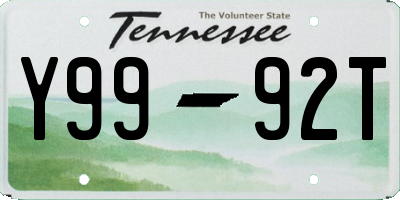 TN license plate Y9992T