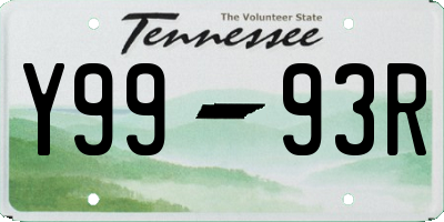 TN license plate Y9993R