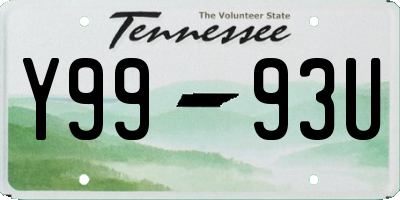 TN license plate Y9993U