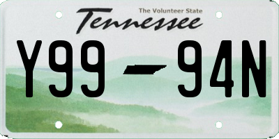 TN license plate Y9994N