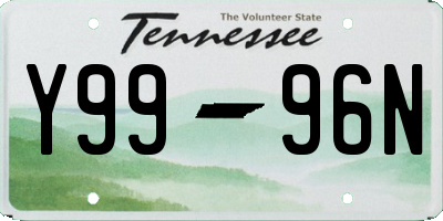 TN license plate Y9996N