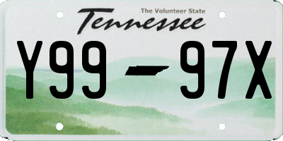 TN license plate Y9997X