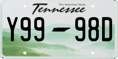 TN license plate Y9998D