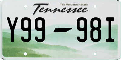 TN license plate Y9998I