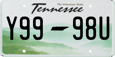 TN license plate Y9998U