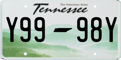 TN license plate Y9998Y