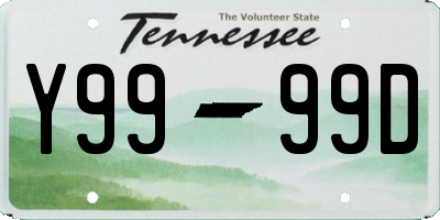 TN license plate Y9999D