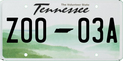 TN license plate Z0003A