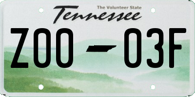 TN license plate Z0003F