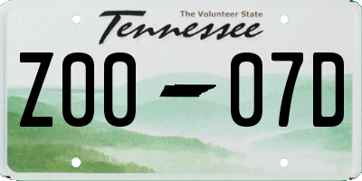 TN license plate Z0007D