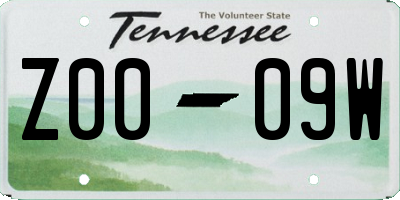 TN license plate Z0009W