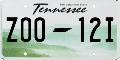 TN license plate Z0012I