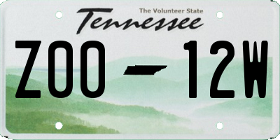 TN license plate Z0012W