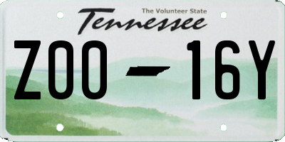 TN license plate Z0016Y