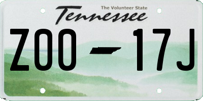TN license plate Z0017J