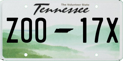 TN license plate Z0017X