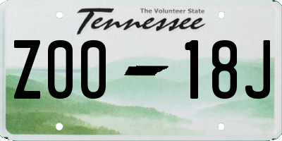TN license plate Z0018J