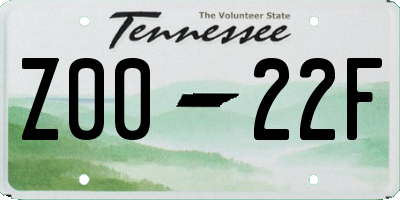 TN license plate Z0022F