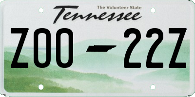 TN license plate Z0022Z