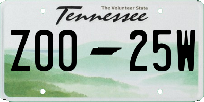 TN license plate Z0025W