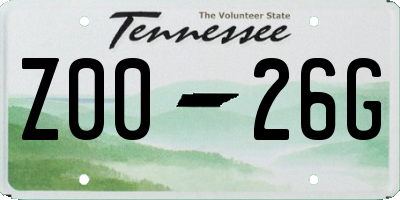 TN license plate Z0026G