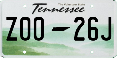 TN license plate Z0026J