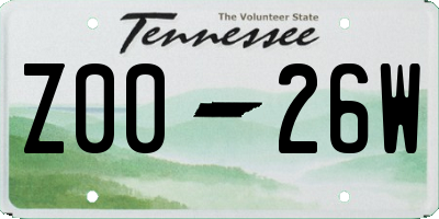 TN license plate Z0026W