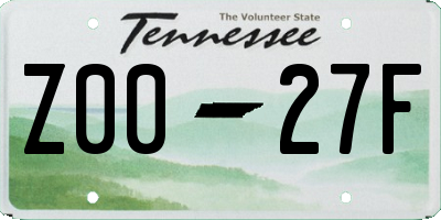 TN license plate Z0027F