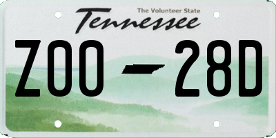 TN license plate Z0028D