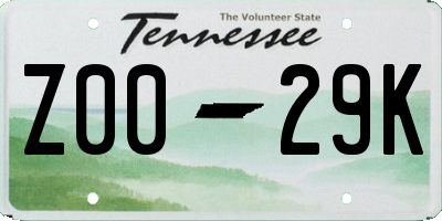 TN license plate Z0029K