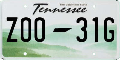 TN license plate Z0031G