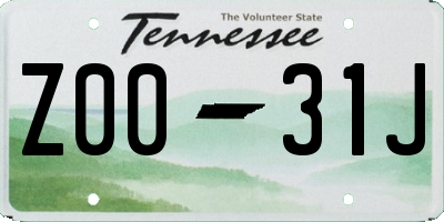 TN license plate Z0031J