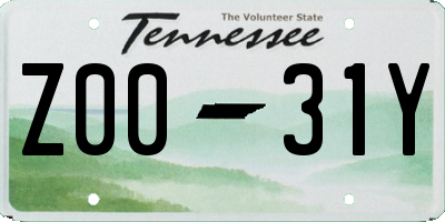 TN license plate Z0031Y