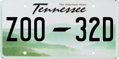TN license plate Z0032D