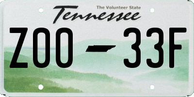 TN license plate Z0033F