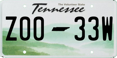 TN license plate Z0033W