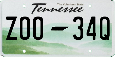 TN license plate Z0034Q