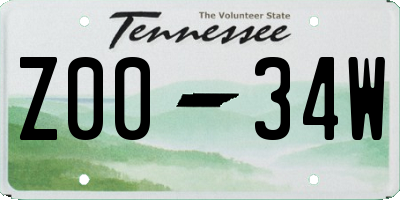 TN license plate Z0034W