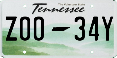 TN license plate Z0034Y