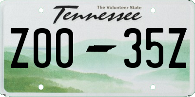 TN license plate Z0035Z