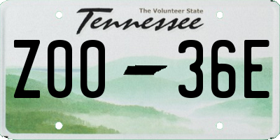 TN license plate Z0036E