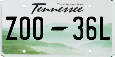 TN license plate Z0036L