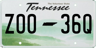 TN license plate Z0036Q