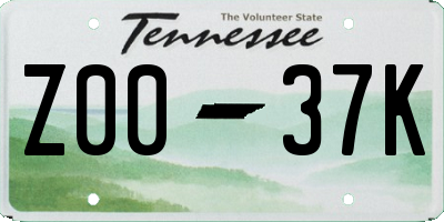 TN license plate Z0037K