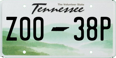 TN license plate Z0038P