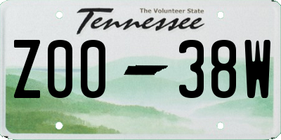 TN license plate Z0038W