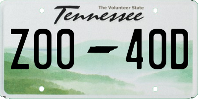 TN license plate Z0040D